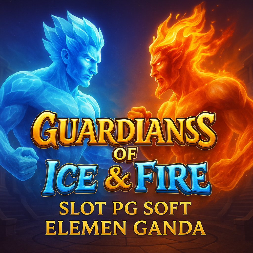 Guardians of Ice & Fire slot PG Soft elemen ganda dengan dua guardian api dan es bergaya ilustrasi premium